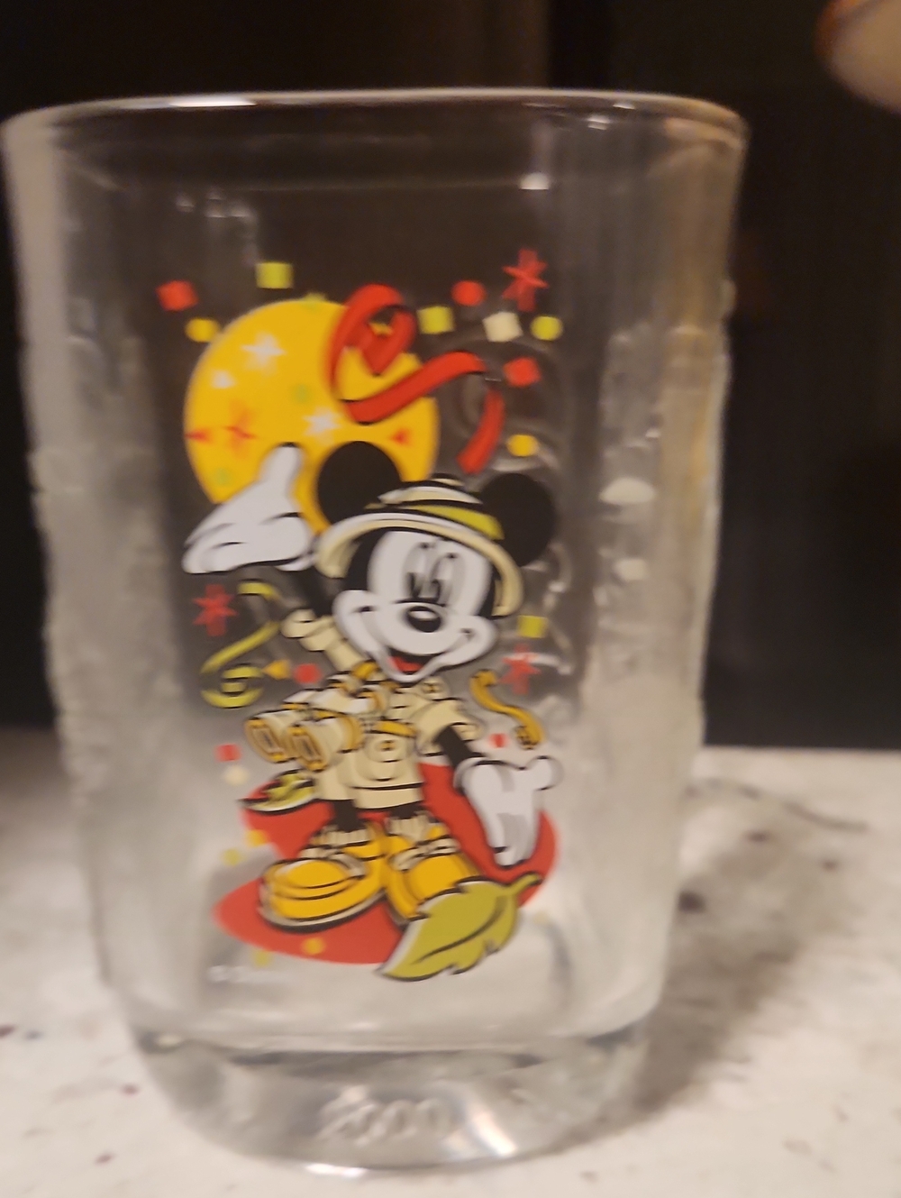 Vintage Mickey Mouse Adventure Glass - Yellow, Red, Black
